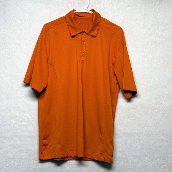 Nike Golf Nike Fit Dry Performance Polo (2) Size M  Embroidered Logo Orange Blue - Picture 2 of 14